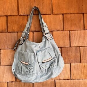 b. makowsky Light blue Leather Shoulder Bag